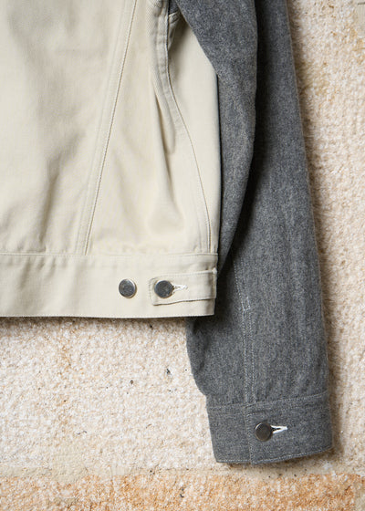 CDG Homme White Grey Cotton And Wool Trucker Jacket 1993 - Medium