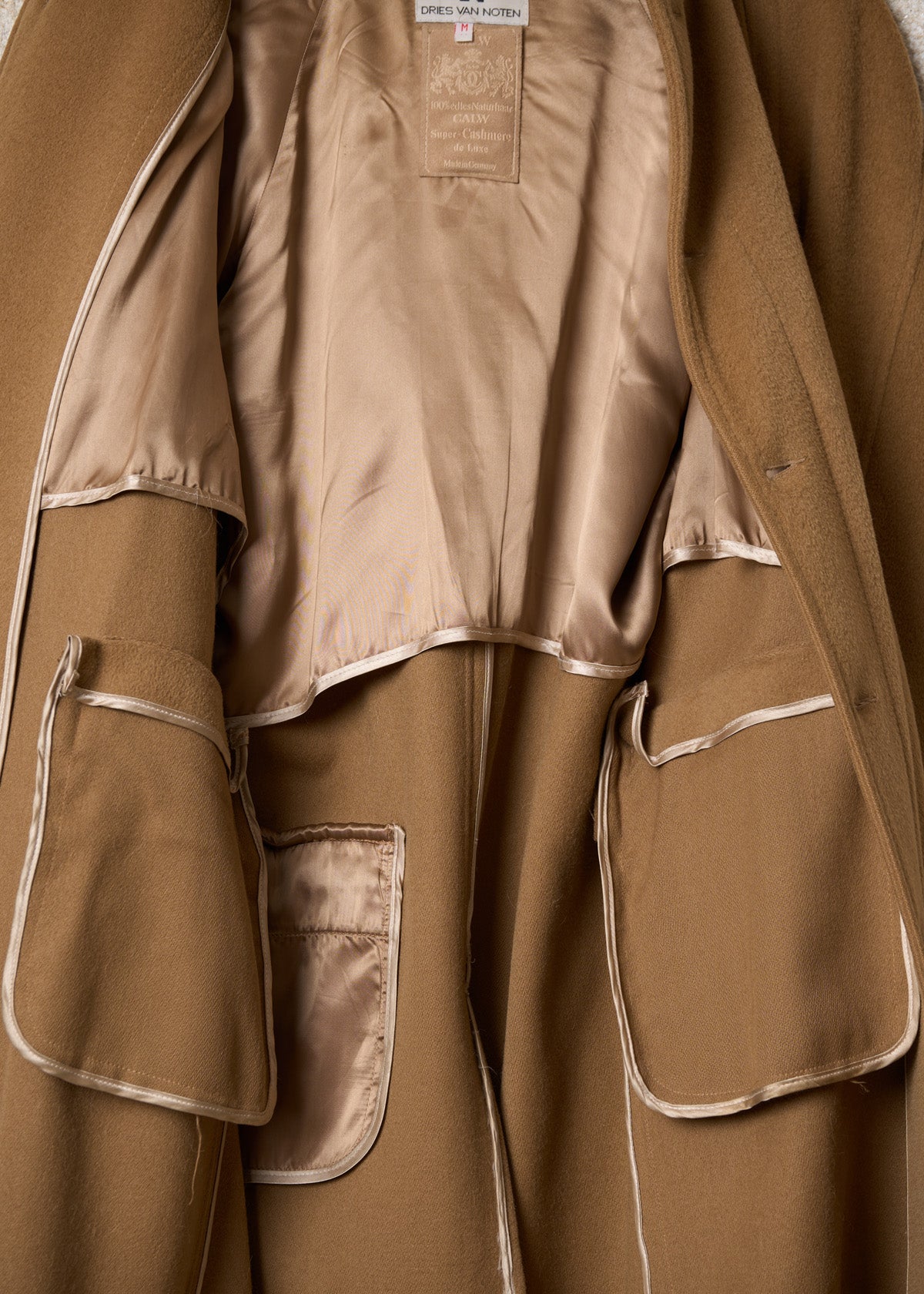 Camel Cashmere Long Balmacaan Coat 1990's - Medium