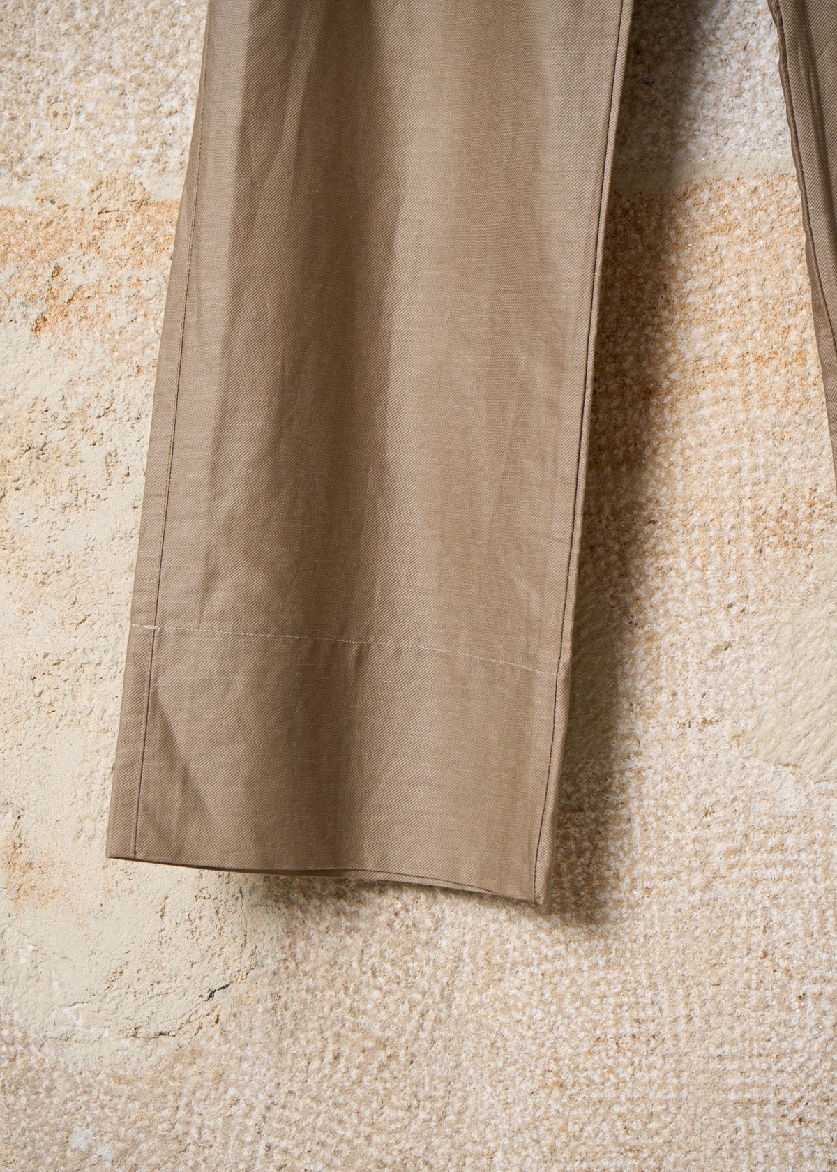Beige Coated Linen Cotton Wide Pants 2000's - 48IT
