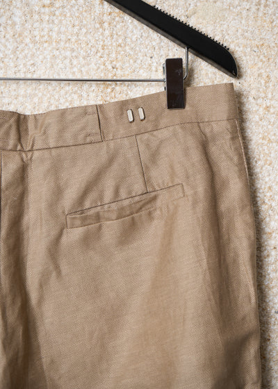 Beige Coated Linen Cotton Wide Pants 2000's - 48IT