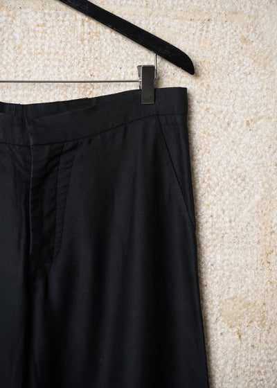 Black Coated Linen Cotton Wide Pants 2000's - 46IT