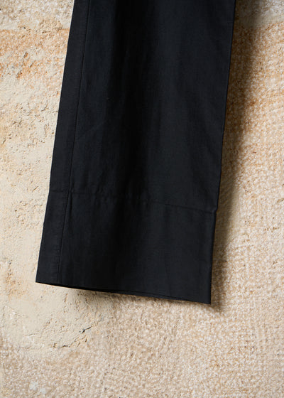 Black Coated Linen Cotton Wide Pants 2000's - 46IT