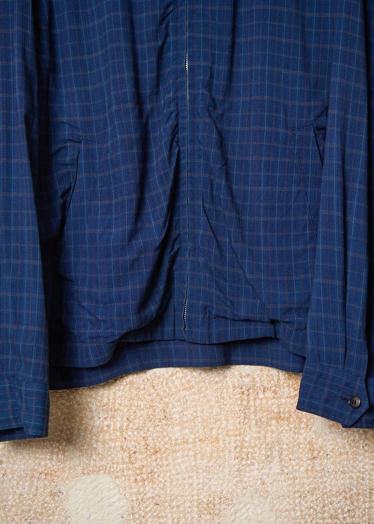 CDG Homme Blue Checkered Rayon Work Jacket 1980's - Medium