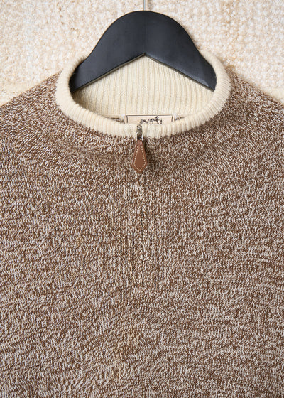 Brown Natural Cotton & Cashmere Quarter Zip 2000's - XX-Large