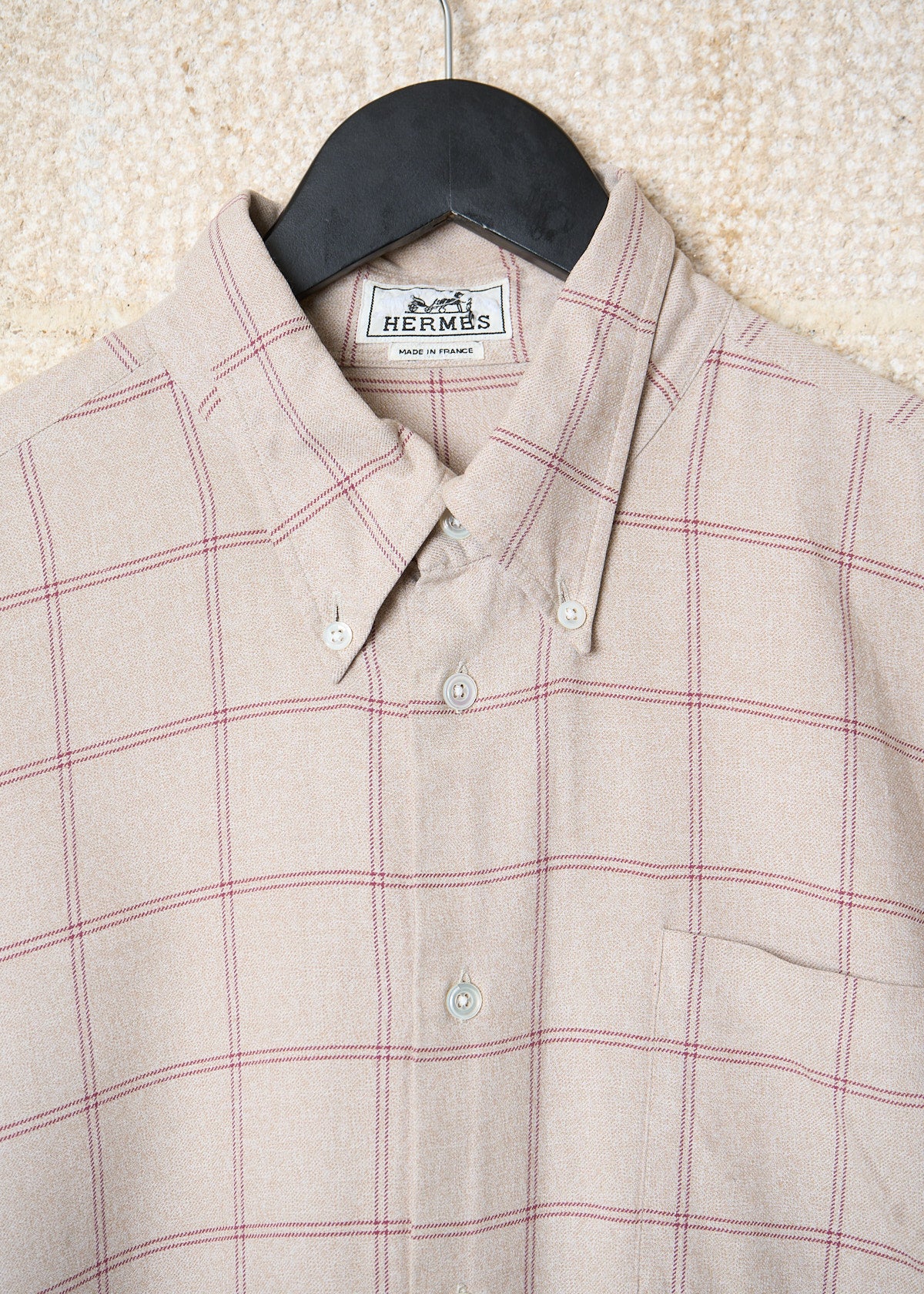 Beige Checkered Cotton Shirt 1990's - X-Large