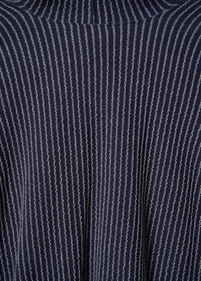 Blue Geometric Pattern Textured Knit 1980's - Large