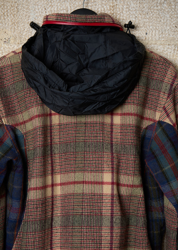 CDG SHIRT RED CHECKERED FLANNEL WOOL TECH JACKET 2008 - Medium