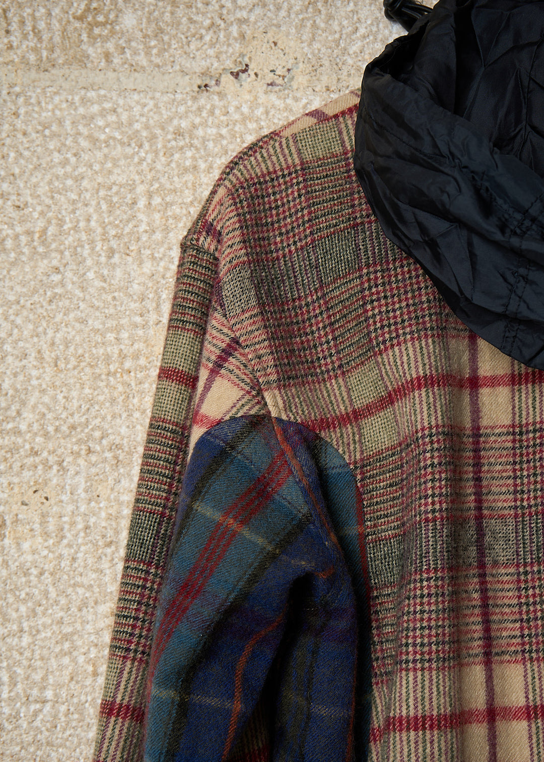 CDG SHIRT RED CHECKERED FLANNEL WOOL TECH JACKET 2008