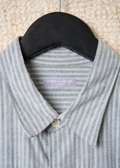 CDG HOMME BLUE STRIPED RIBBON SHIRT 1990's - Large