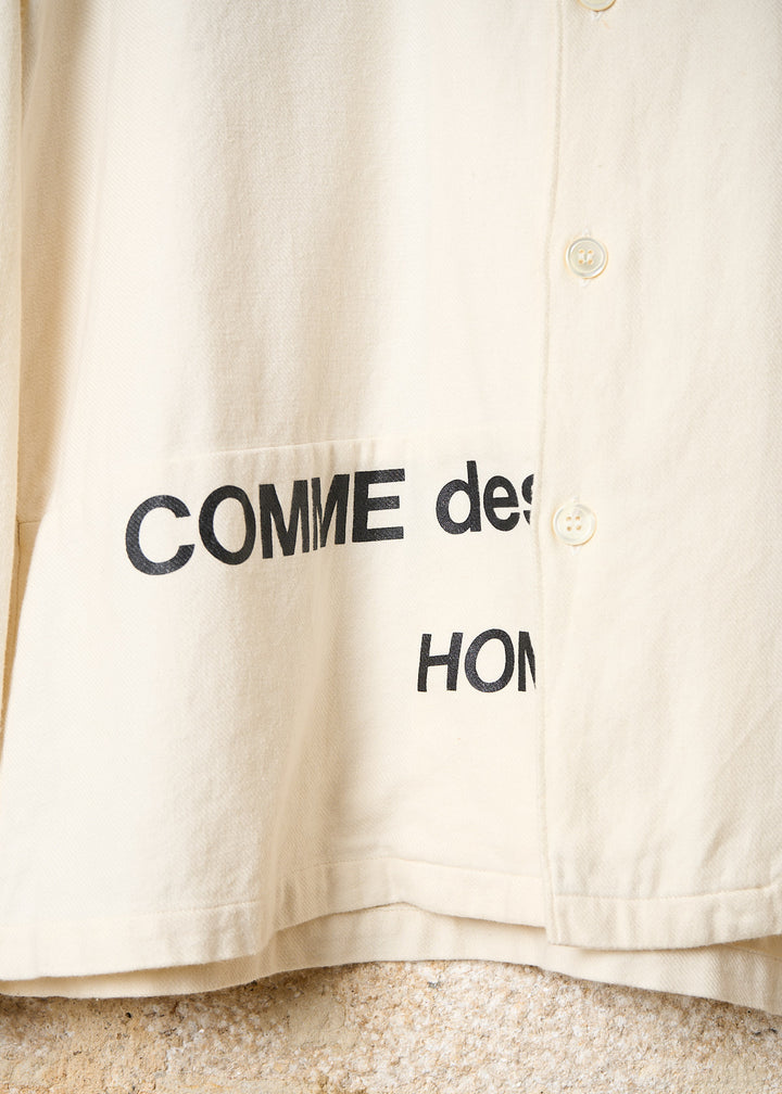 CDG HOMME WHITE SPLIT LOGO COTTON SHIRT SS2002 Medium The Archivist Store