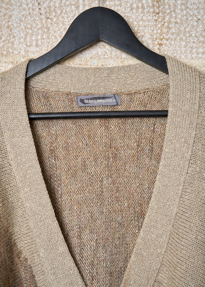 TAUPE BEIGE MIXED YARNS WIDE CARDIGAN 1980'S - LARGE