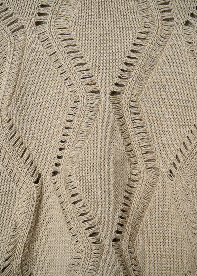 BEIGE SEE THROUGH ARABESQUE WOOL JUMPER 1980'S - LARGE