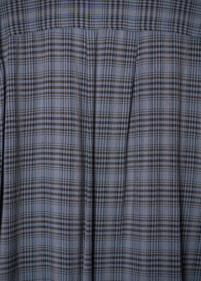 HOMME BLUE RAYON HIDDEN BUTTONS CHECKERED JACKET 1980'S - X-LARGE