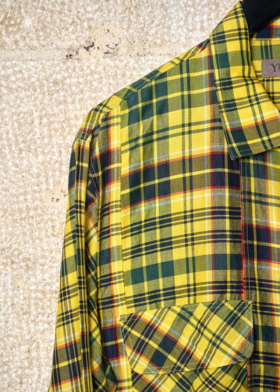 Y'S FOR MEN YELLOW PLAID RAMIE RAYON SHIRT 2000's - 3