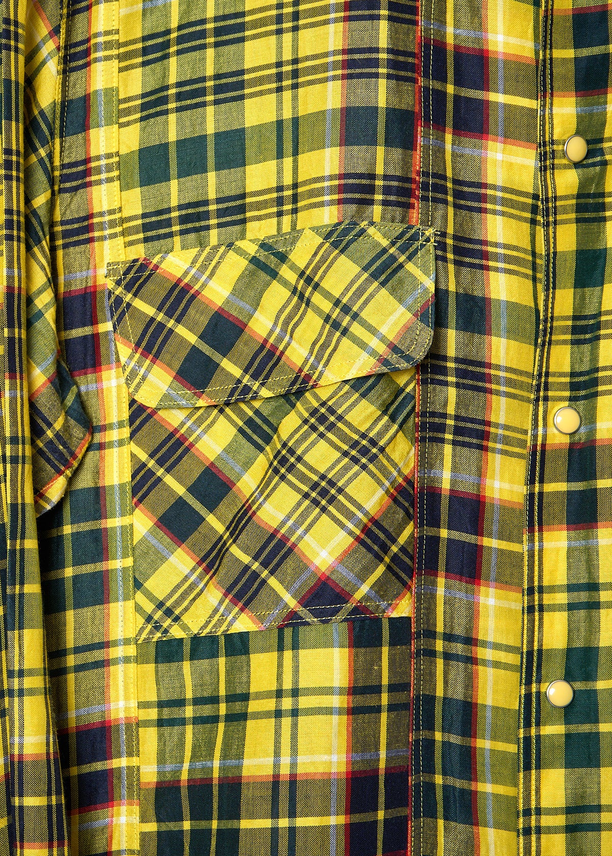 Y'S FOR MEN YELLOW PLAID RAMIE RAYON SHIRT 2000's - 3