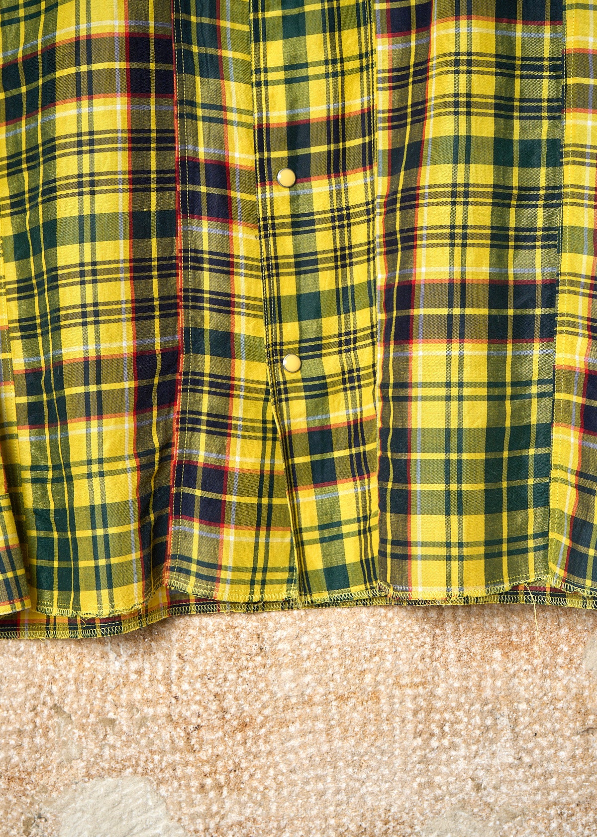 Y'S FOR MEN YELLOW PLAID RAMIE RAYON SHIRT 2000's - 3