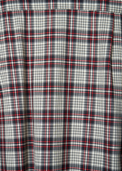 Y'S FOR MEN BLACK WHITE RED PLAID LIGHT WOOL SHIRT 2000'S - LARGE