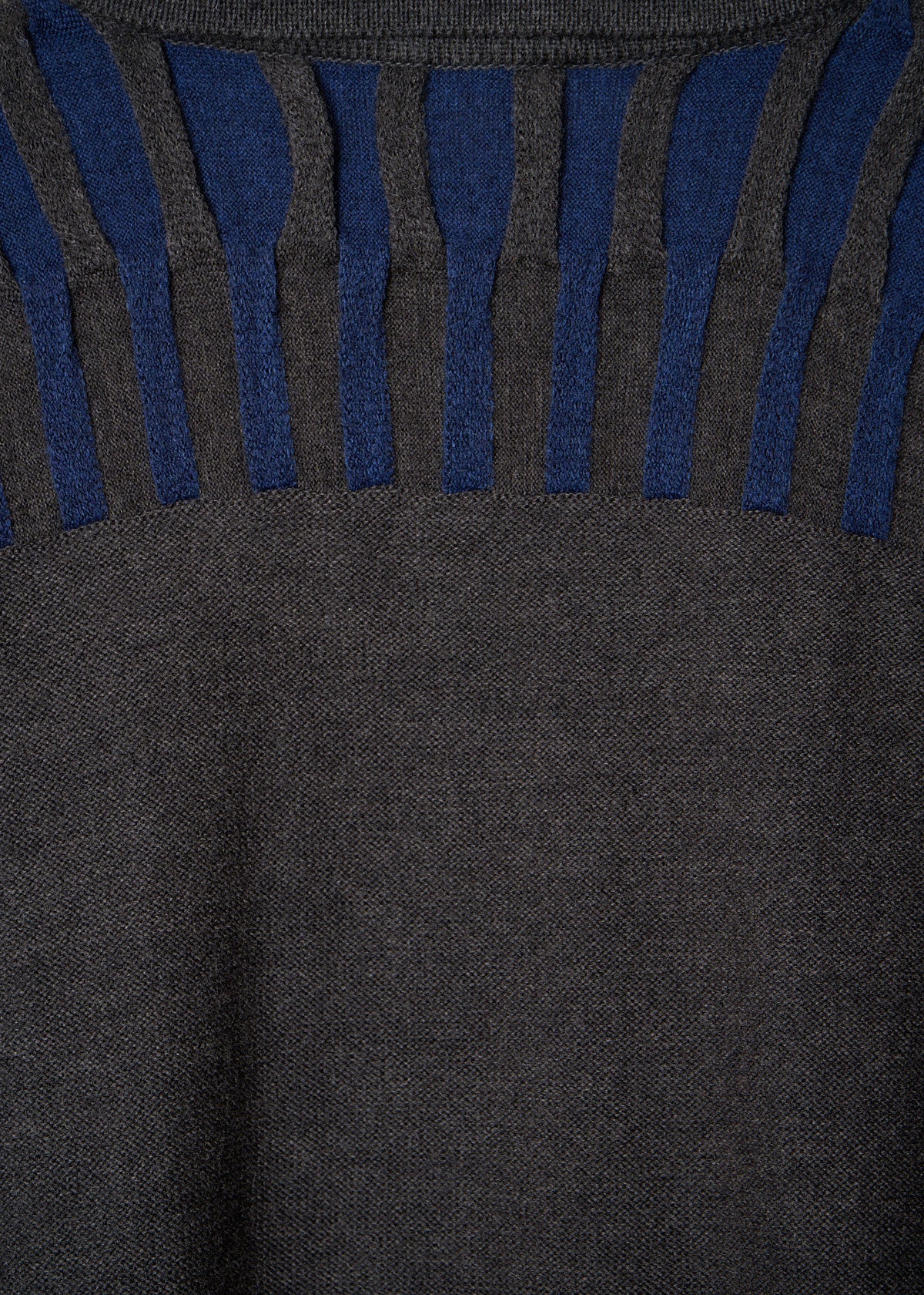 GREY NAVY 3D SLEEVES KNIT POLO 1980's - LARGE