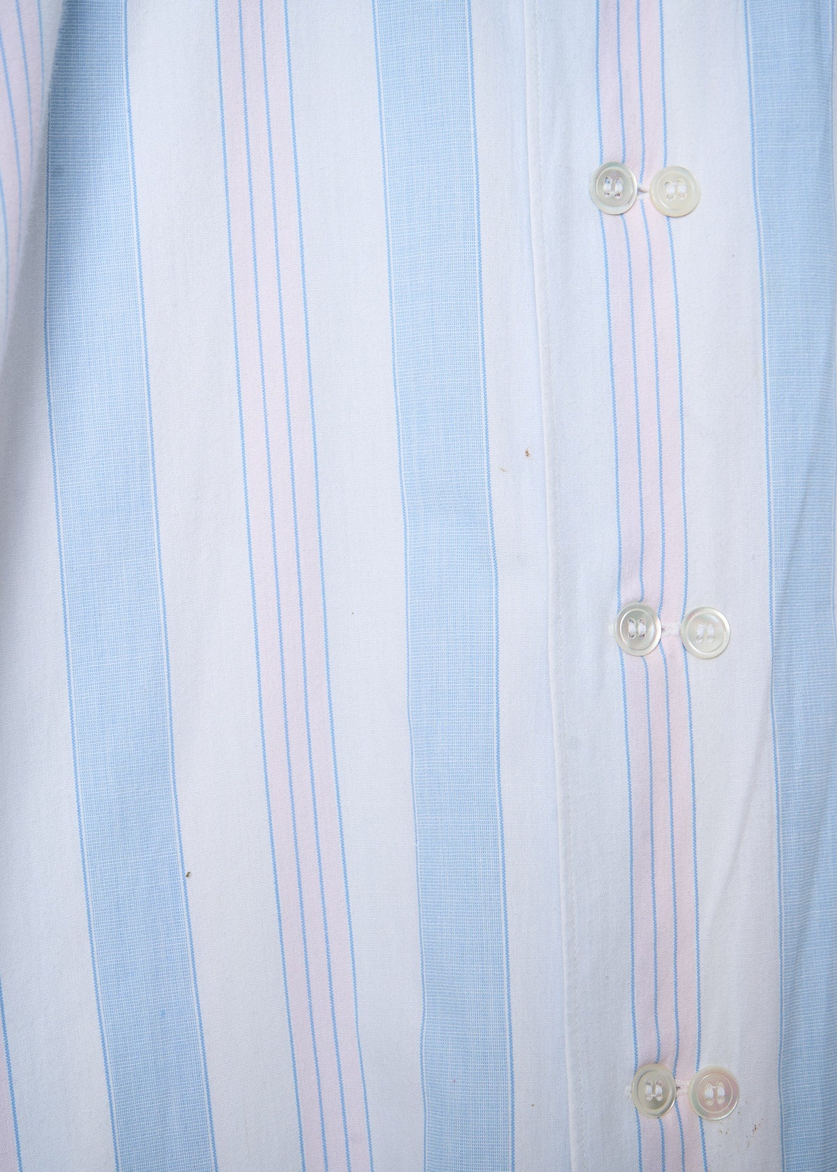 HOMME PLUS DOUBLE BUTTONS STRIPED POPLIN COTTON SHIRT 1988 - LARGE