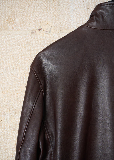 POUR HOMME BROWN SOFT LEATHER RIDER JACKET AW2017 - 3