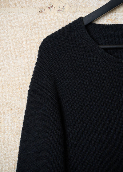 POUR HOMME BLACK GREY PATCHWORK WOOL JUMPER AW2016 - 3