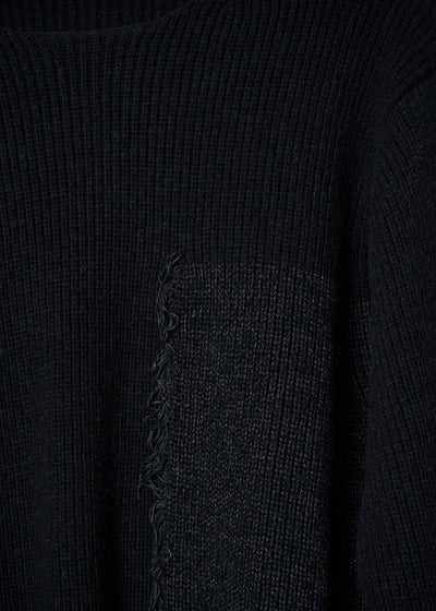 POUR HOMME BLACK GREY PATCHWORK WOOL JUMPER AW2016 - 3