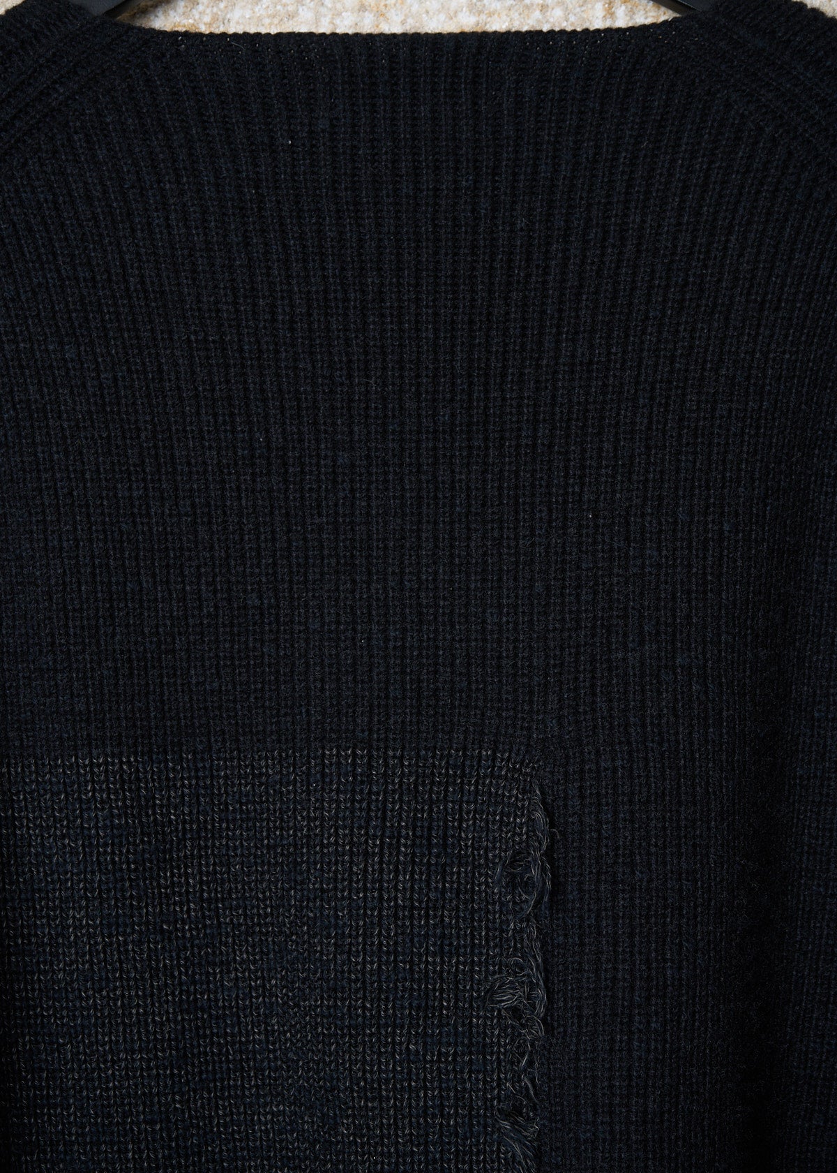 POUR HOMME BLACK GREY PATCHWORK WOOL JUMPER AW2016 - 3