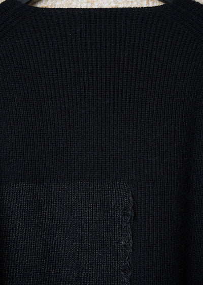 POUR HOMME BLACK GREY PATCHWORK WOOL JUMPER AW2016 - 3