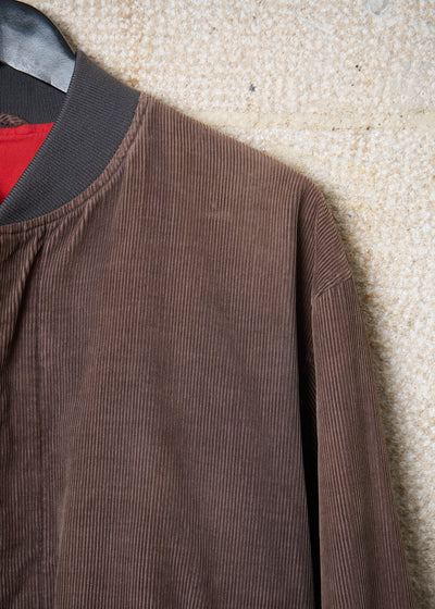 HOMME BROWN CORDUROY HIDDEN BUTTONS BOMBER 1980's - MEDIUM