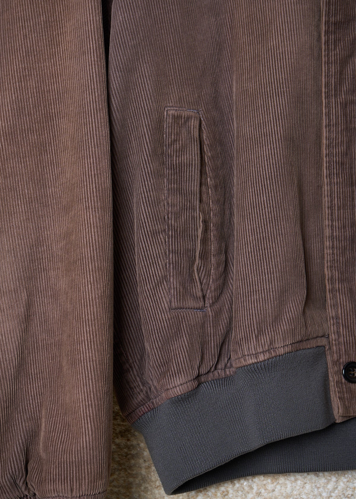 HOMME BROWN CORDUROY HIDDEN BUTTONS BOMBER 1980's - MEDIUM