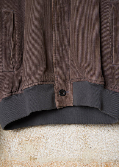 HOMME BROWN CORDUROY HIDDEN BUTTONS BOMBER 1980's - MEDIUM