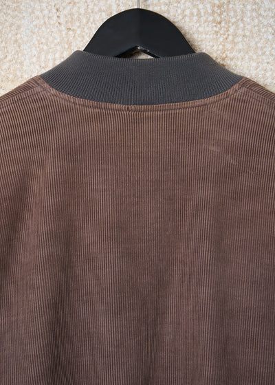 HOMME BROWN CORDUROY HIDDEN BUTTONS BOMBER 1980's - MEDIUM