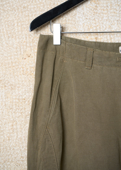 EMPORIO ARMANI OLIVE BIO SEAMS COTTON PANTS SS2003 - MEDIUM