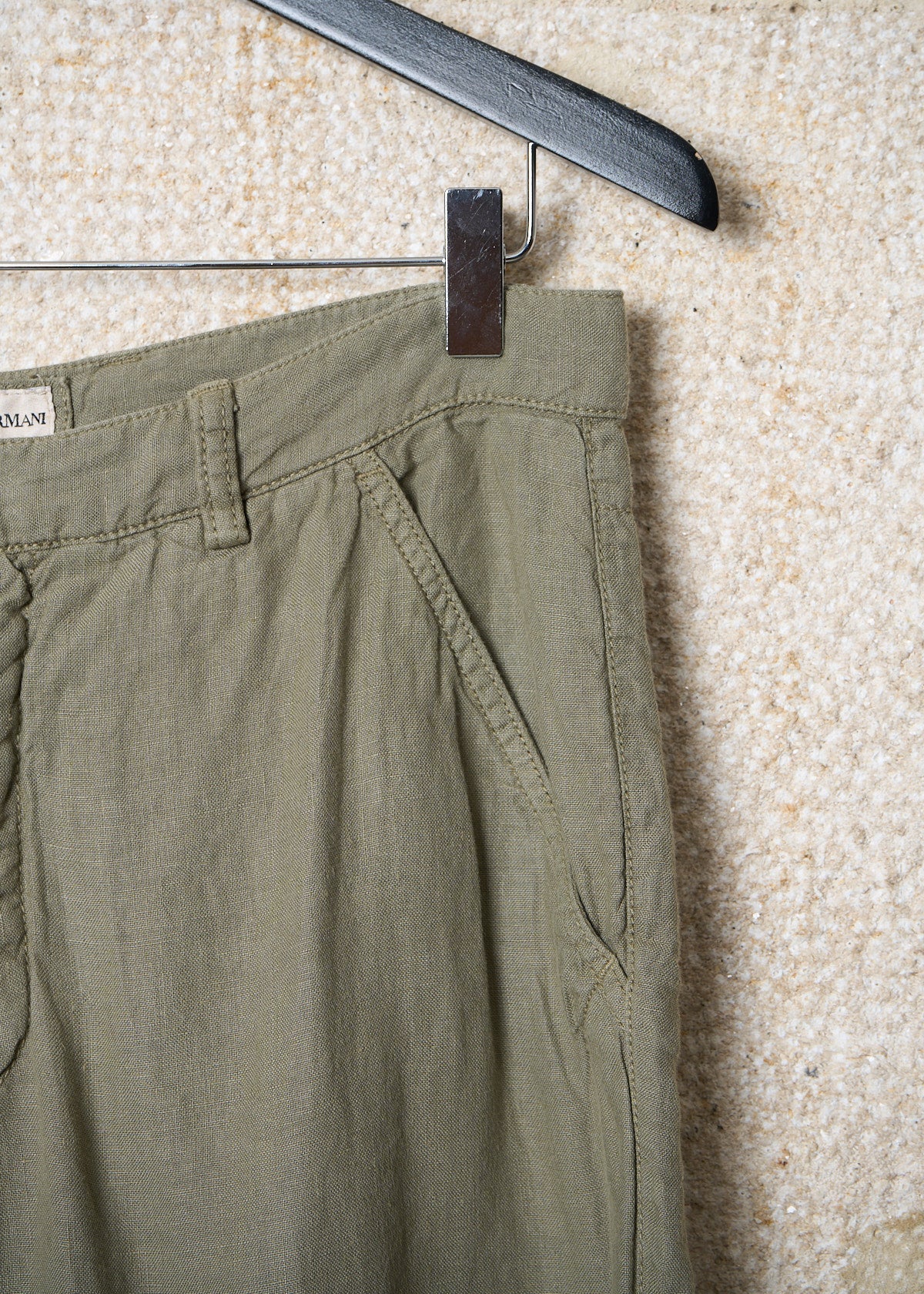 EMPORIO ARMAN OLIVE LINEN RELAX PANTS 2000'S - MEDIUM