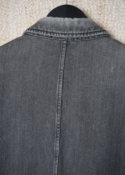 HOMME PLUS GREY TWO TONES DENIM ZIP WORK JACKET 1990'S - MEDIUM