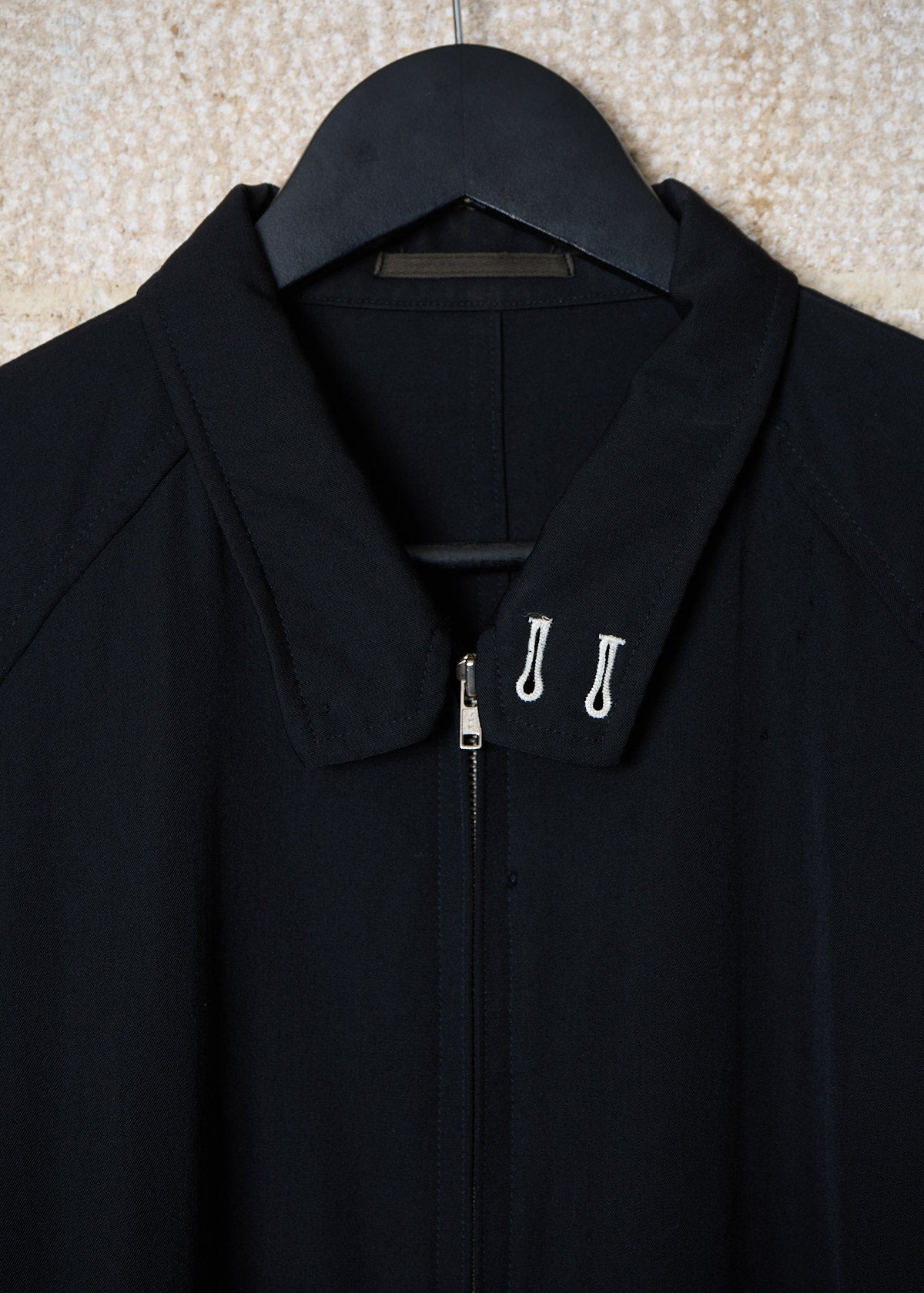 HOMME BLACK WOOL GABARDINE HARRINGTON JACKET SS1992 - LARGE