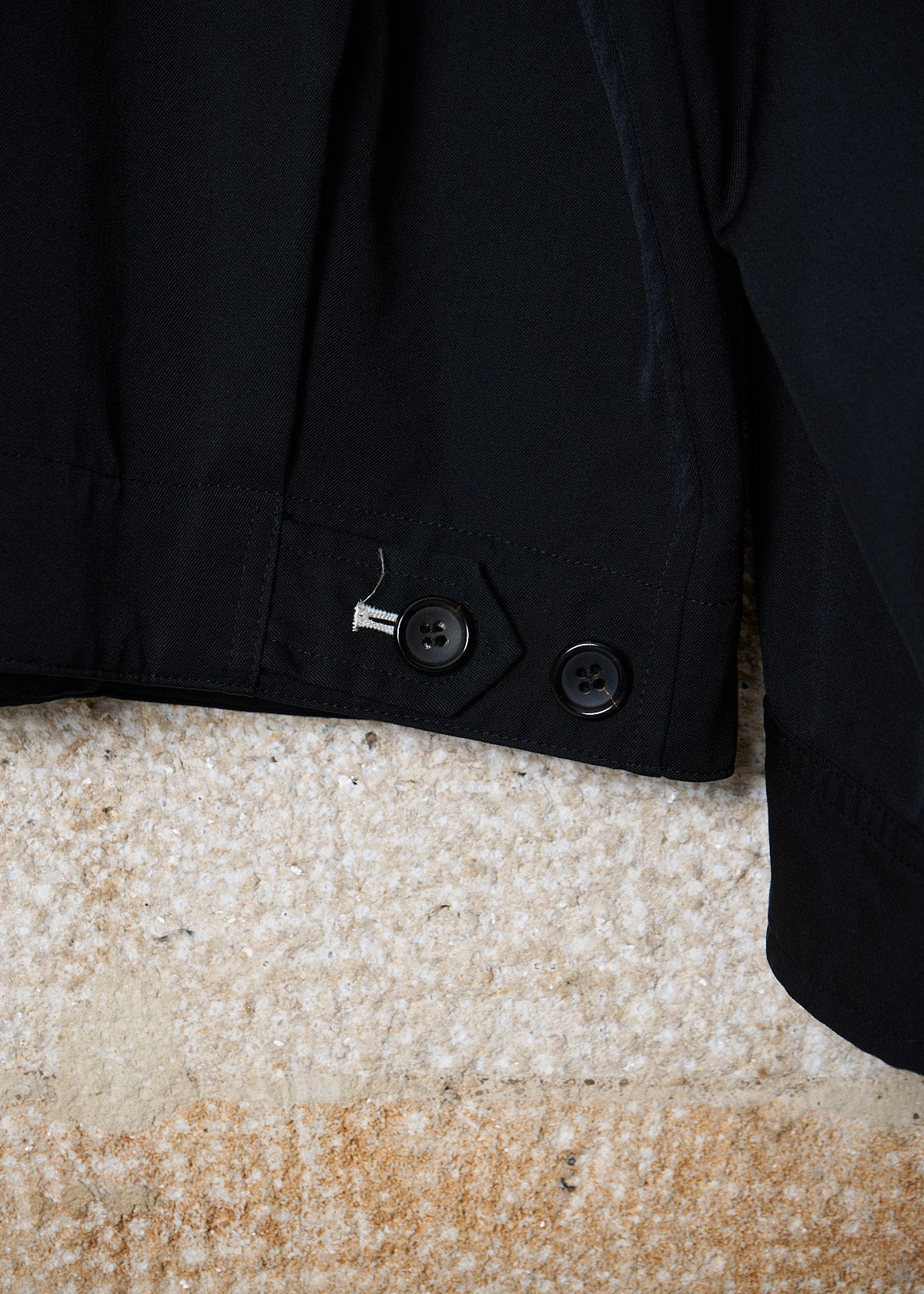 HOMME BLACK WOOL GABARDINE HARRINGTON JACKET SS1992 - LARGE