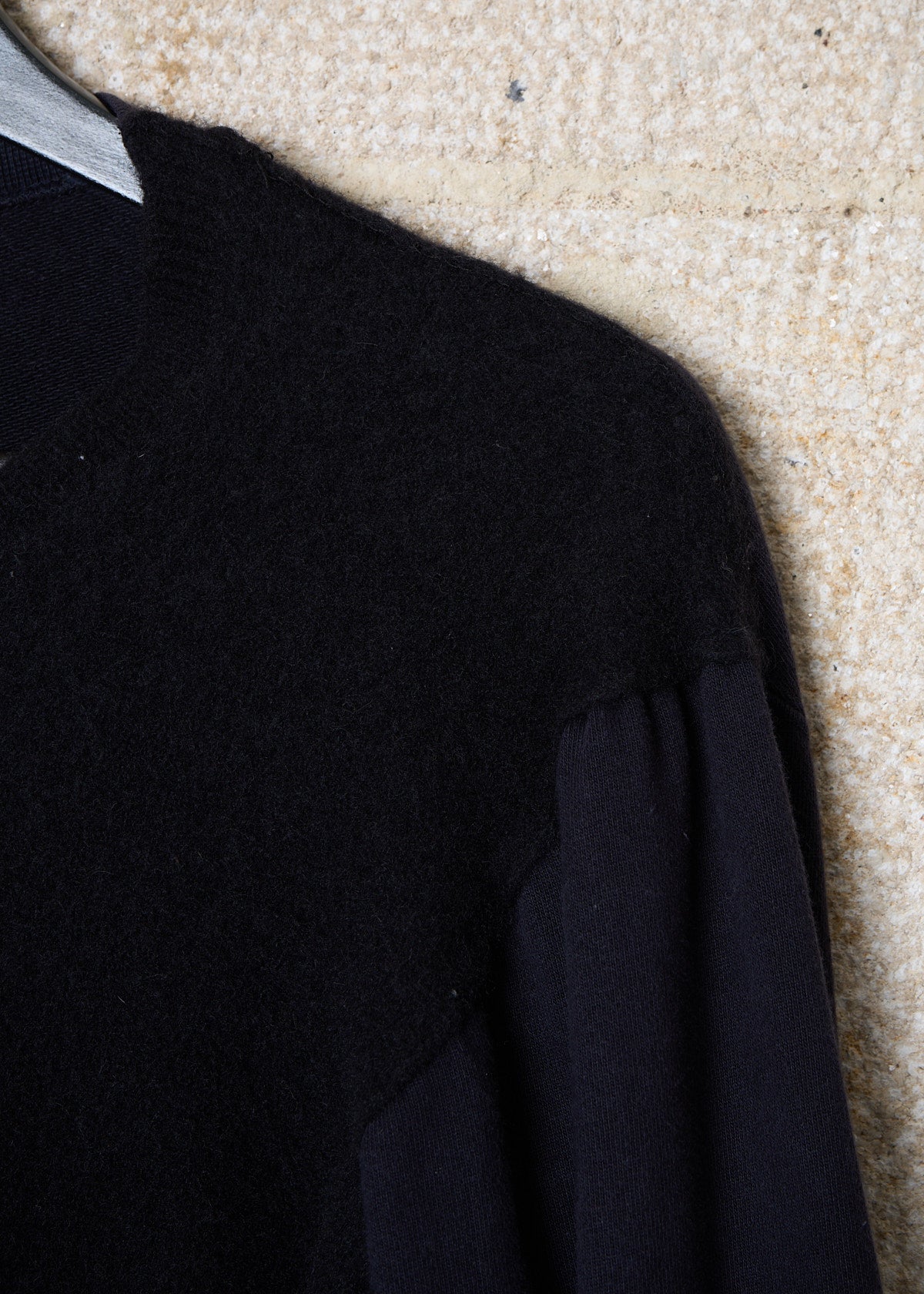 HOMME NAVY BLUE WOOL JUMPER WITH FRENCH TERRY SLEEVES AW1998 - MEDIUM