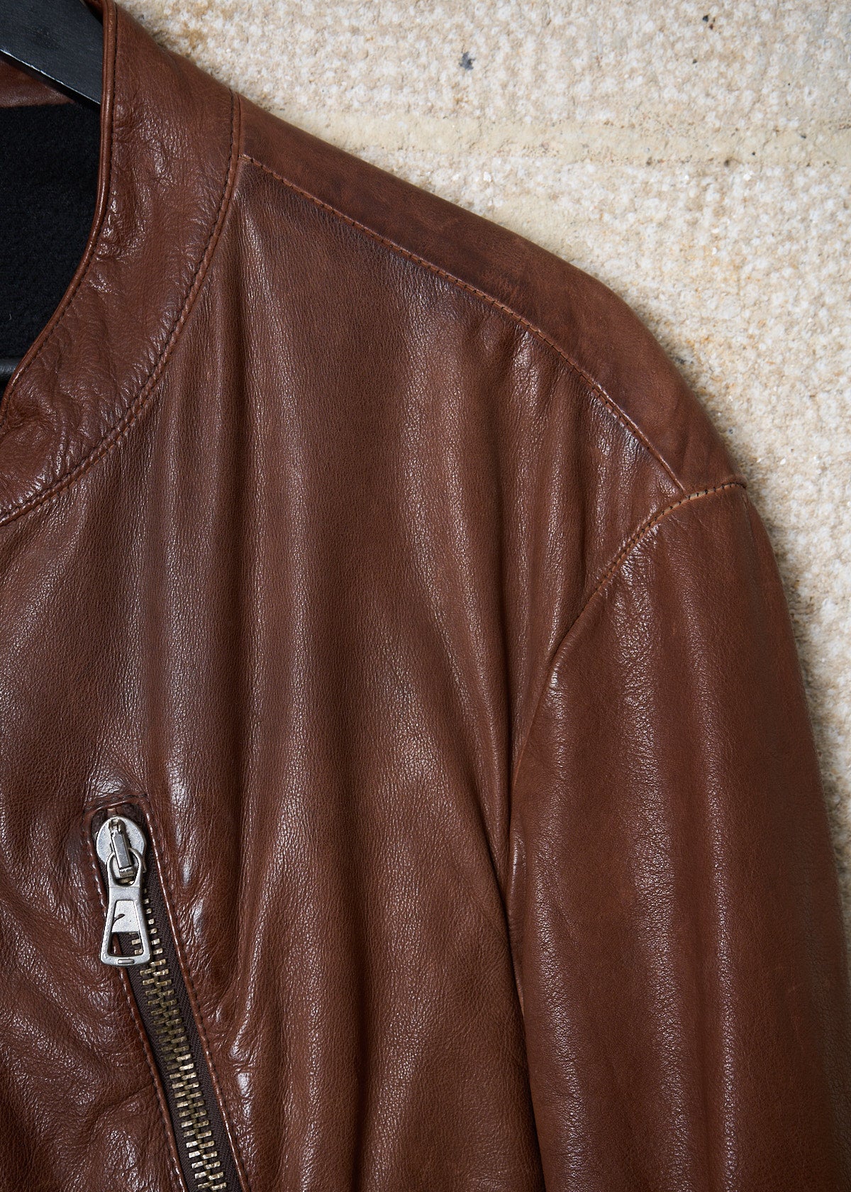 BROWN 5 ZIP RIDER LEATHER JACKET AW2004 - Large