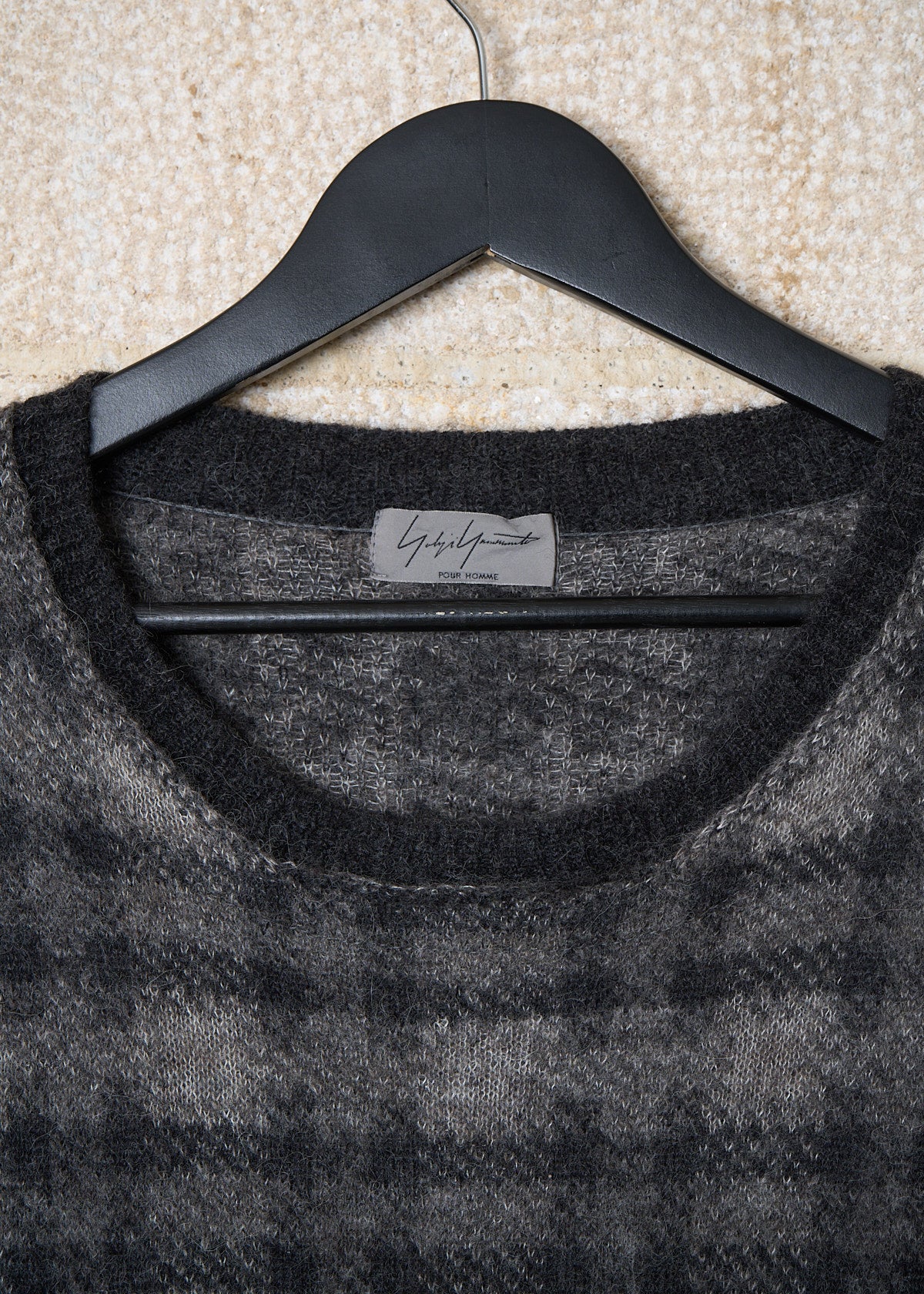 POUR HOMME GREY PLAID ALPACA BLEND CREWNECK JUMPER AW2012 - Medium