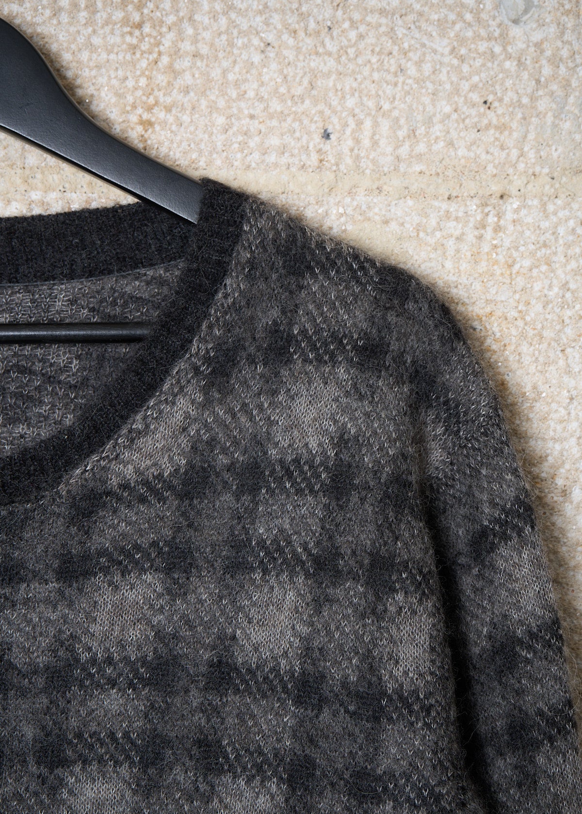 POUR HOMME GREY PLAID ALPACA BLEND CREWNECK JUMPER AW2012 - Medium