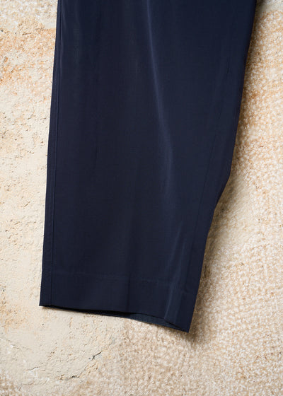 POUR HOMME NAVY BLUE POCKET BANDS WIDE DRESS PANTS 1990'S - MEDIUM