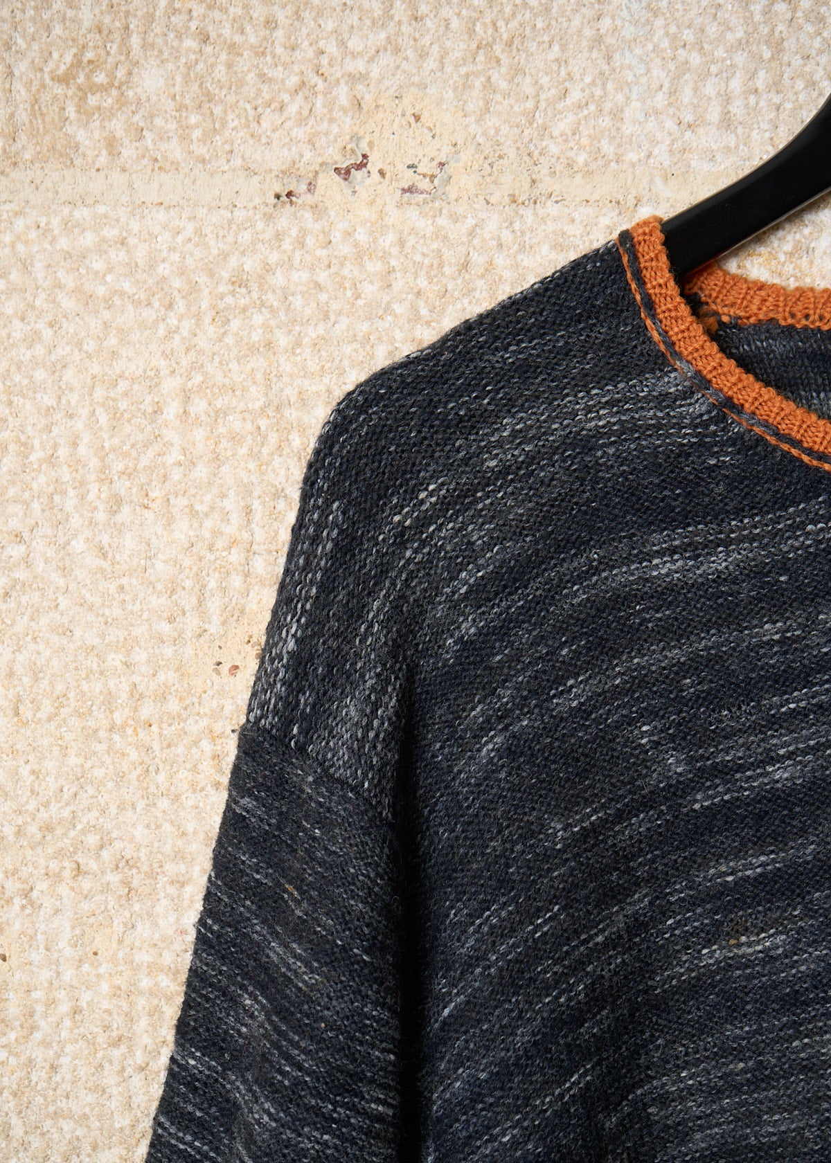 HOMME GREY MIXED YARN ORANGE COLLAR JUMPER AW1995 - LARGE