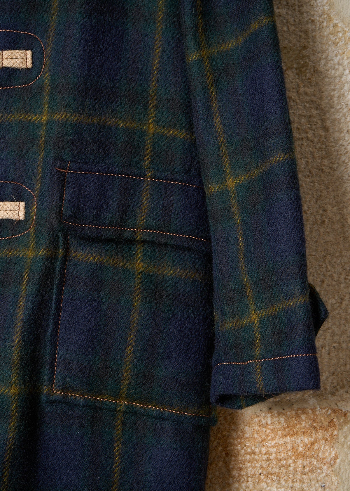 HOMME TARTAN WOOL DUFFLE COAT AW2006 - LARGE