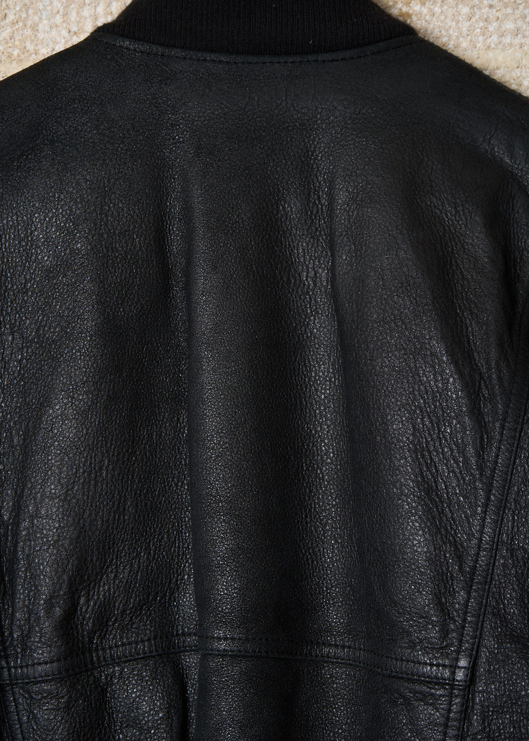 EMPORIO ARMANI BLACK GRAINED LEATHER BOMBER JACKET 1990'S