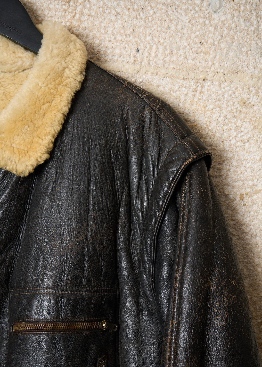 EMPORIO ARMANI BROWN MOUTON FLIGHT JACKET 1990'S - MEDIUM – The