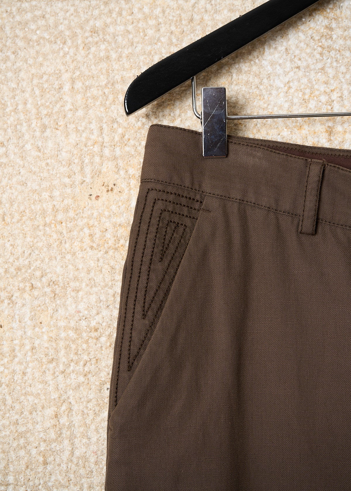 BROWN STITCHING DETAILS POCKETS COTTON  PANTS SS2007 - 48IT