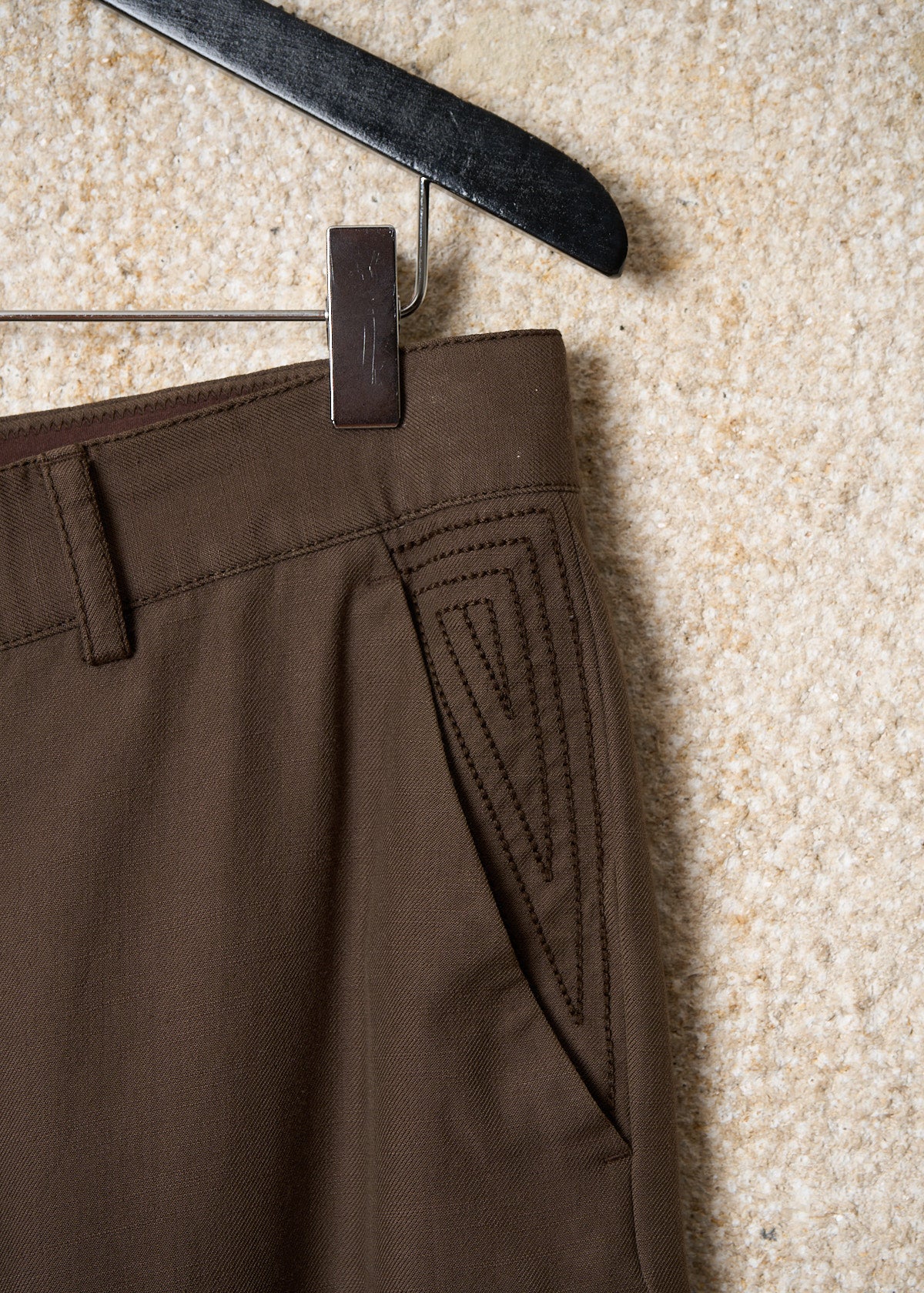 BROWN STITCHING DETAILS POCKETS COTTON  PANTS SS2007 - 48IT