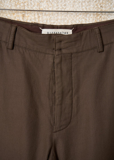 BROWN STITCHING DETAILS POCKETS COTTON  PANTS SS2007 - 48IT