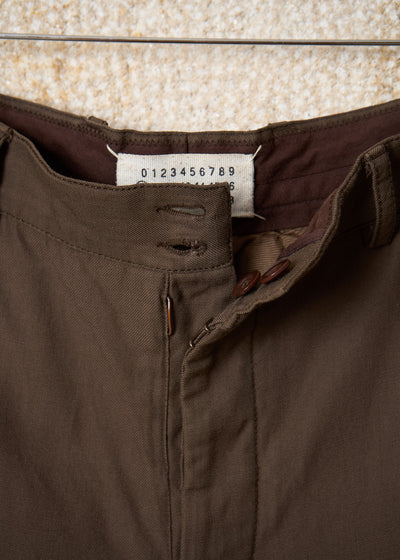 BROWN STITCHING DETAILS POCKETS COTTON  PANTS SS2007 - 48IT